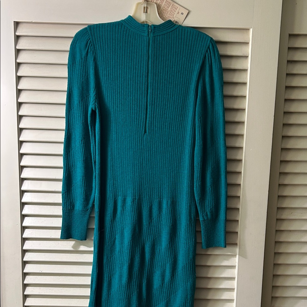 Vintage 90s Keith Adams sz6 Teal LS Dress.Estate item.$$$ on another site - Picture 5 of 15